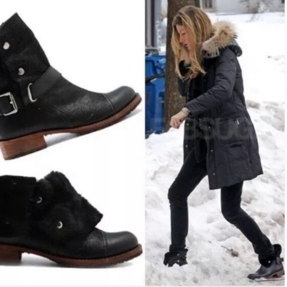Matt Bernson Tundra Shearling Ankle Boots Black Sz 9.5